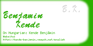 benjamin kende business card